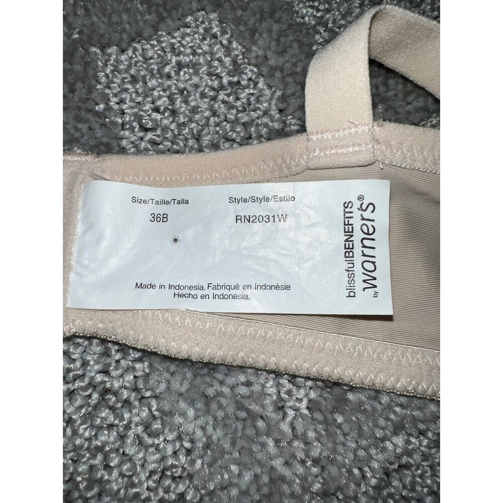 36B Warner's Bra Wirefree Push-Up T-Shirt Wireless Comfort Lightly Lined Tan - Picture 5 of 6